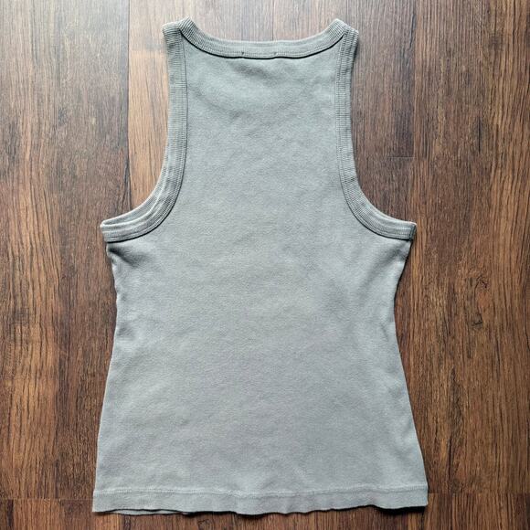 James Perse Standard Cotton Rib Tank Top in Taupe – Women’s Medium - Picture 3 of 9
